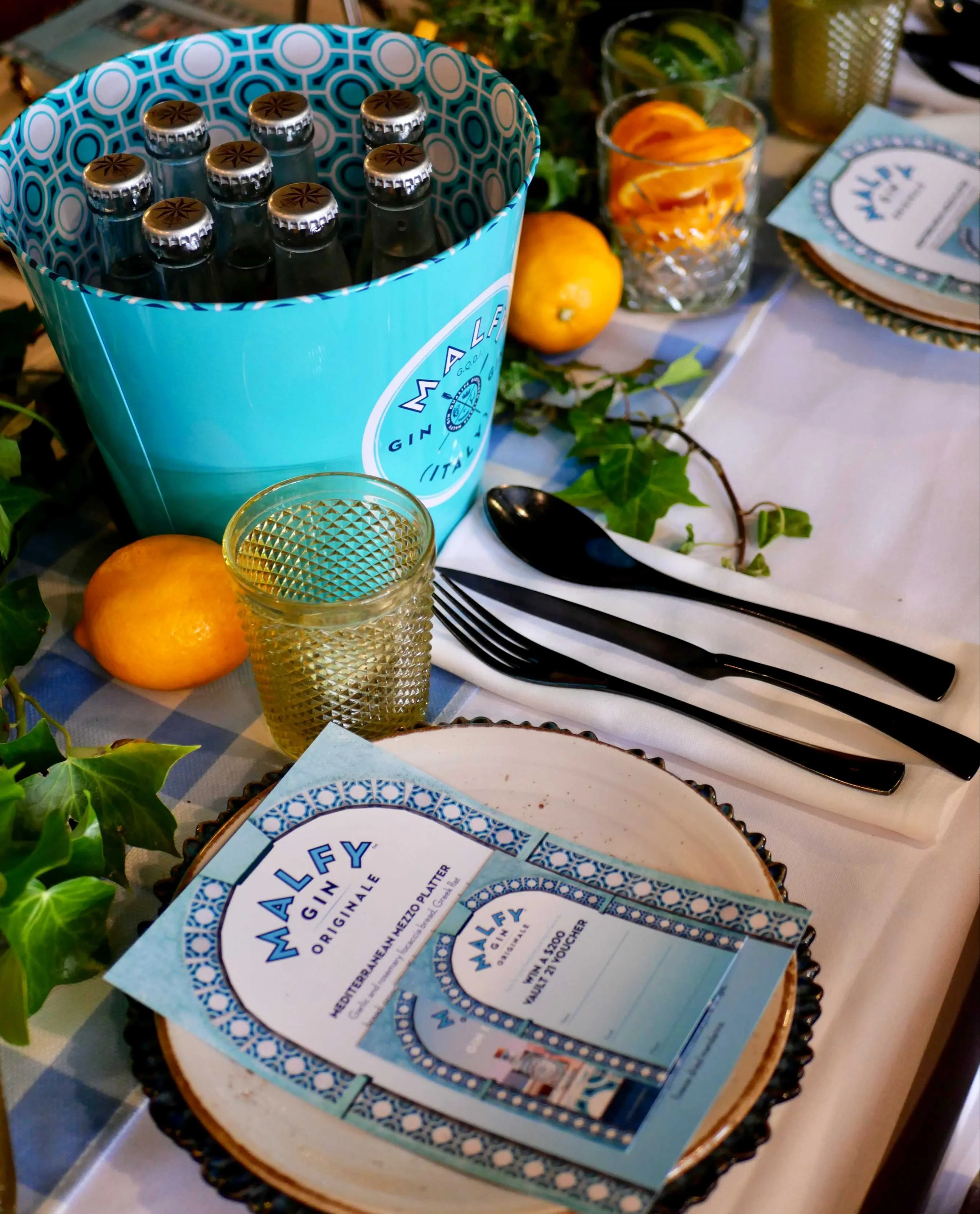 Malfy Lunch Table Setting at Vault 21